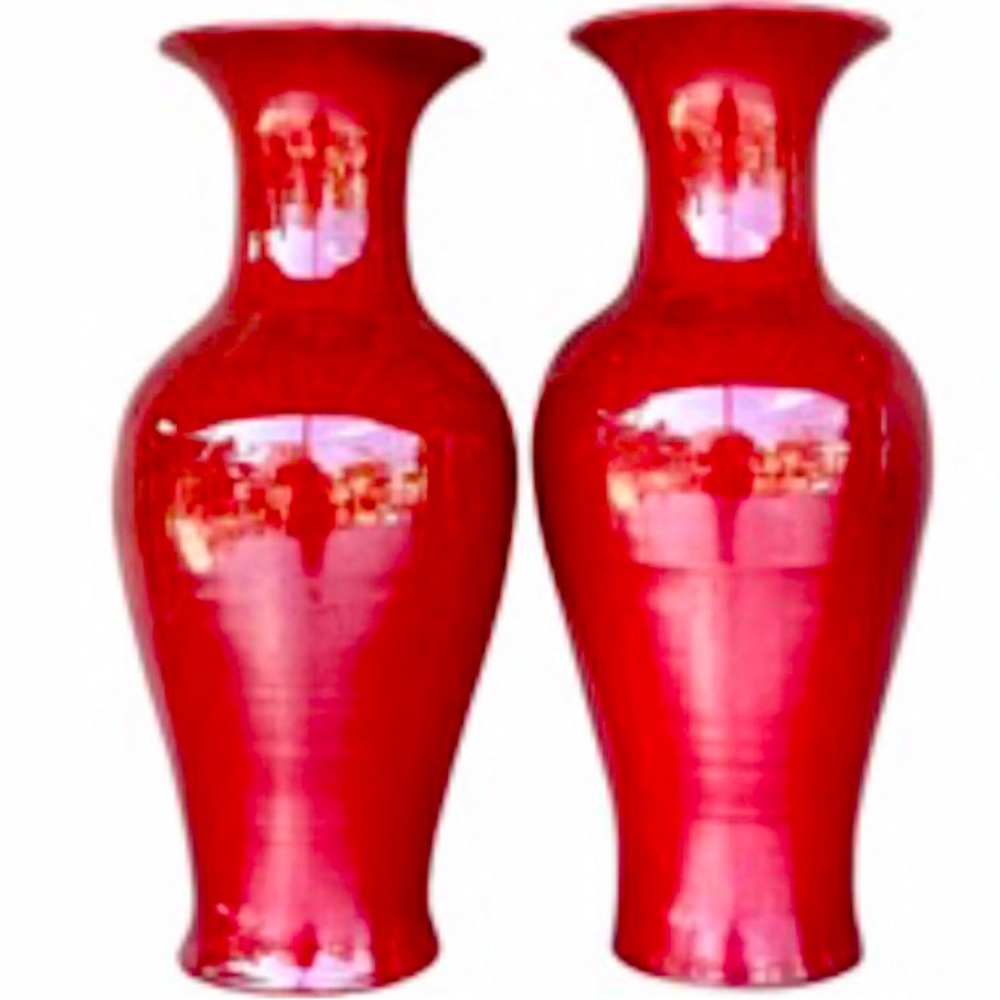 MONUMENTAL PAIR VINTAGE 19TH CENTURY ALTAR VASES